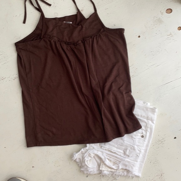 [ Necessary Objects Dark Brown Tie Strap Tank ] s - Picture 1 of 4